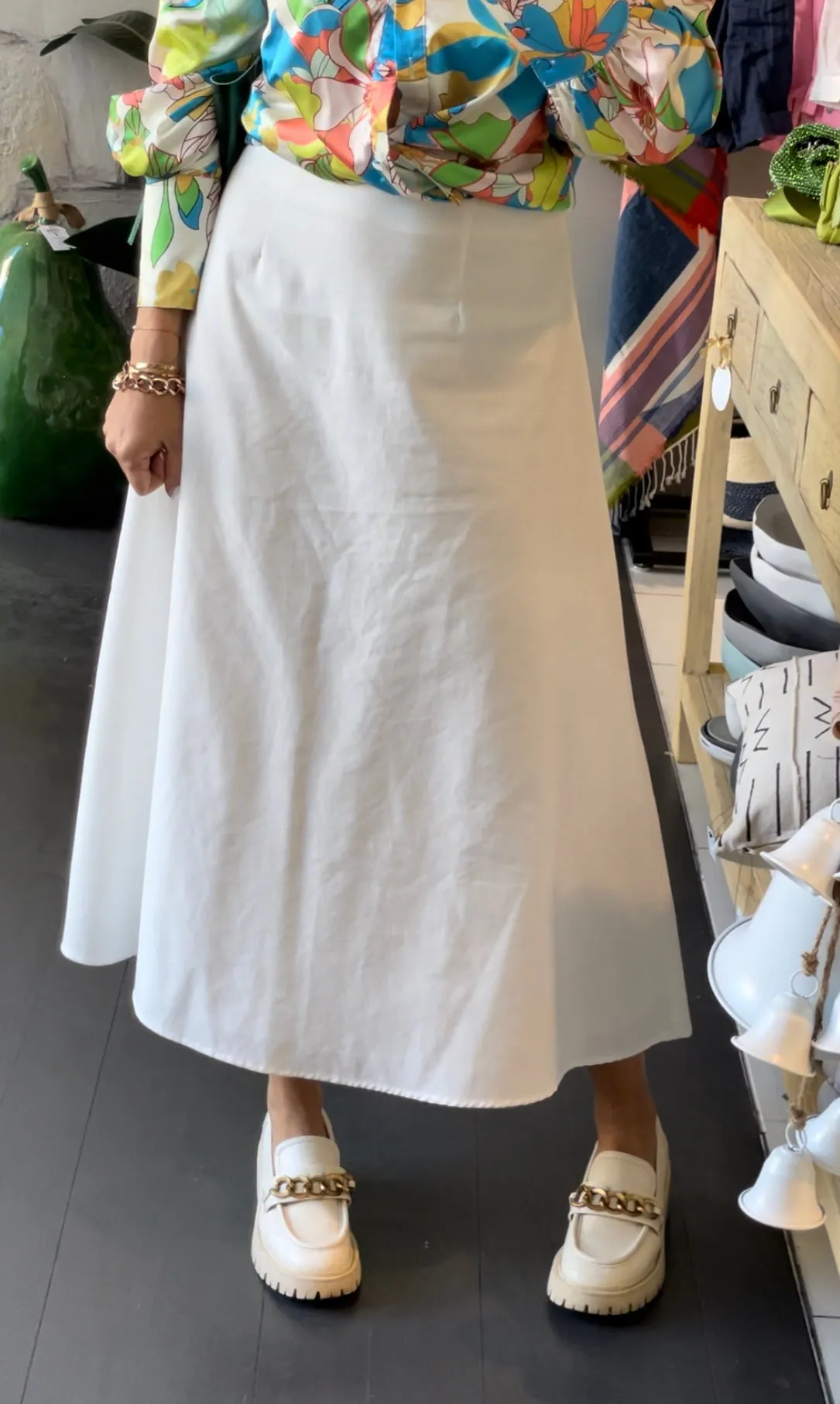 White Maxi Skirt - linen blend