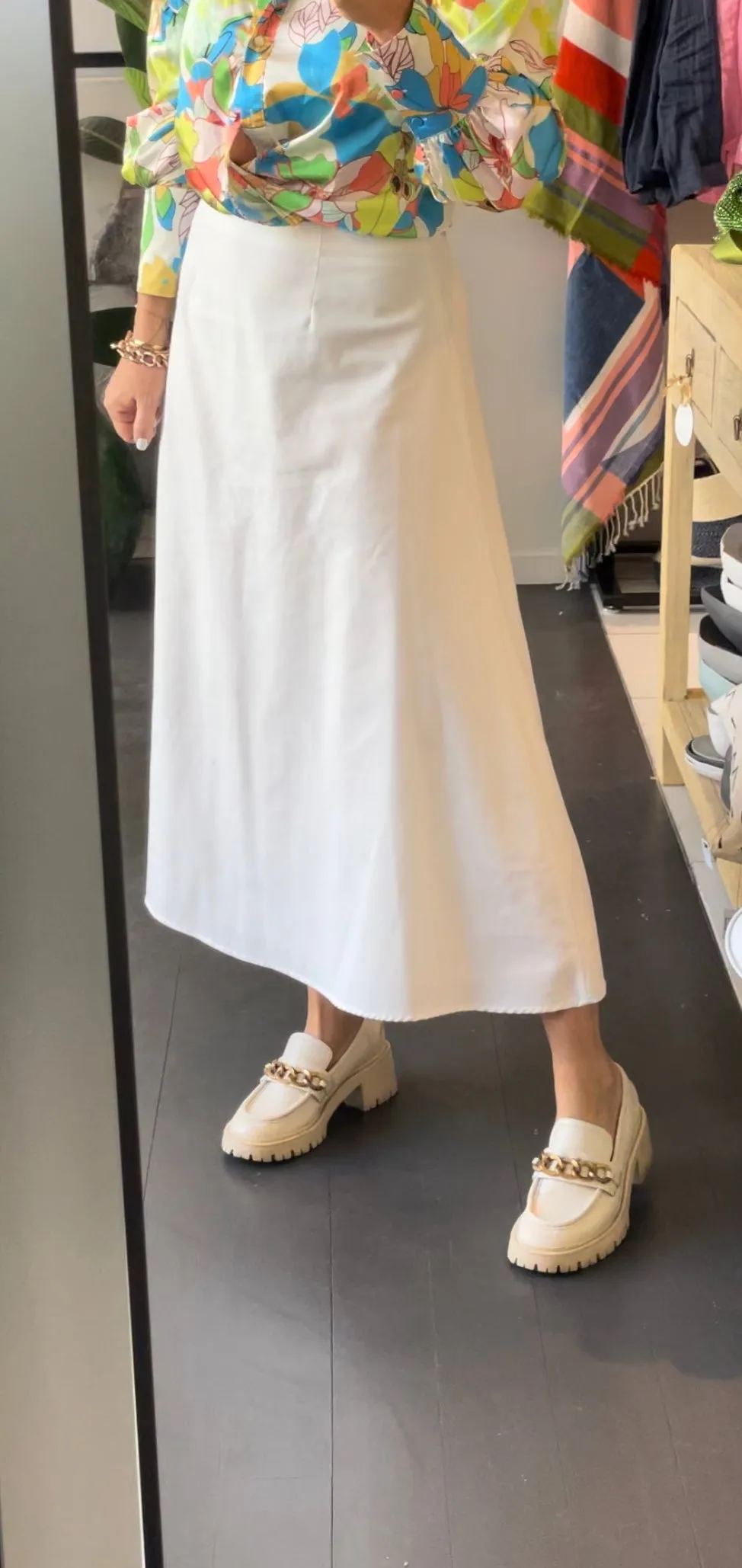 White Maxi Skirt - linen blend