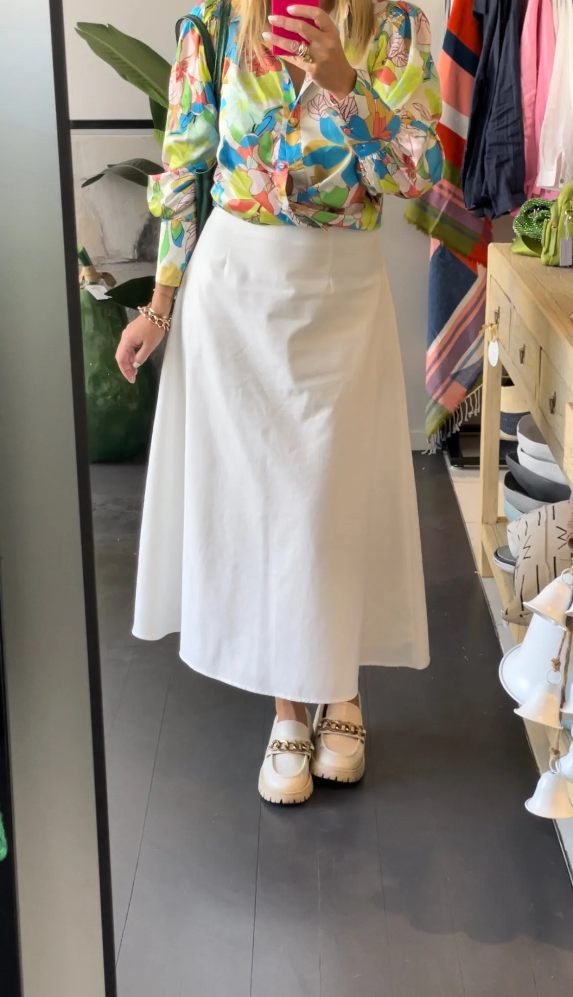 White Maxi Skirt - linen blend