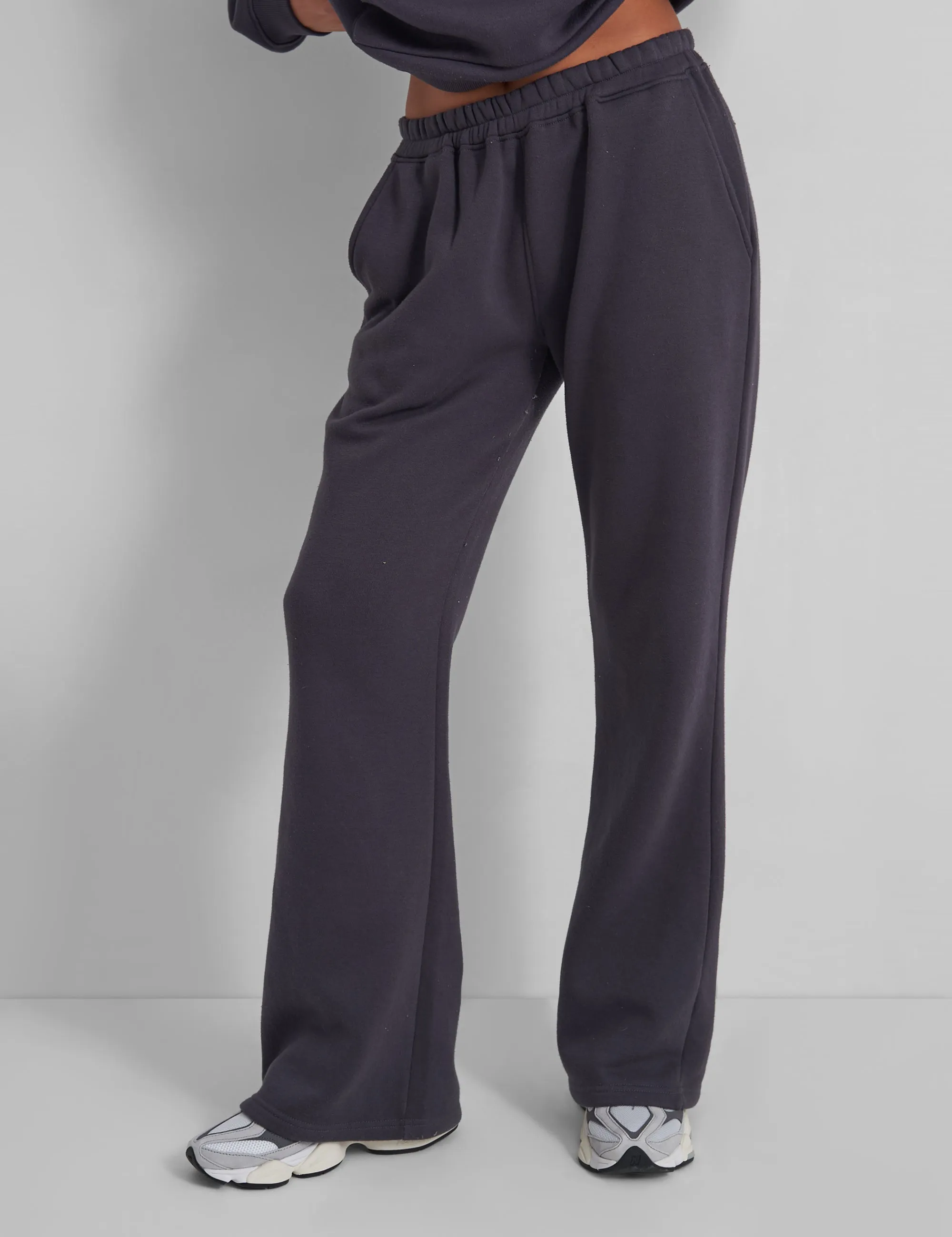 Wide Leg Sweat Pants Dark Grey