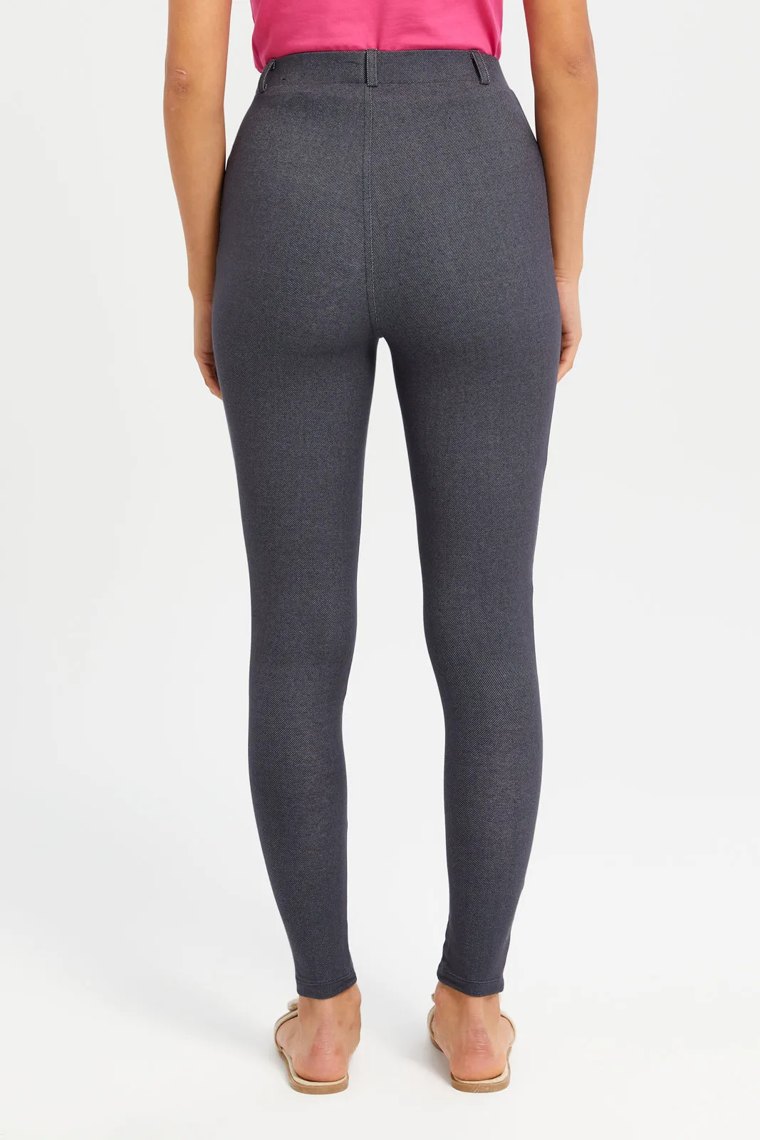 Women Charcoal With Button Leggings