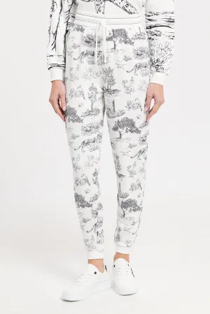 Women White Printed Joggers