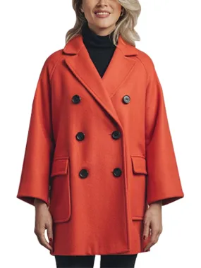 Women's Double-Breasted Red Frost Peacoat