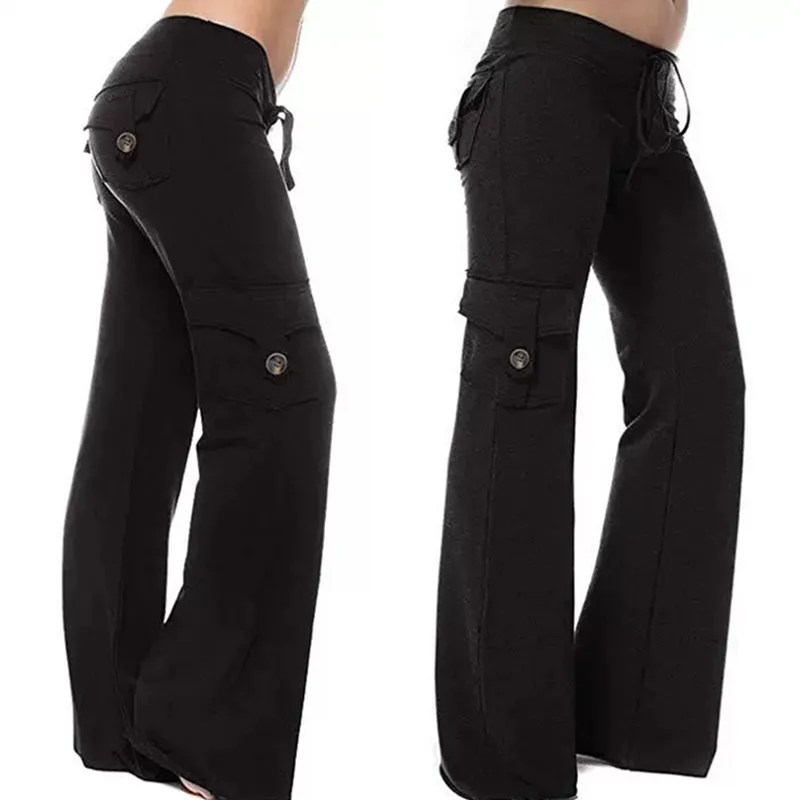 Women's Drawstring Elastic High Waist Casual Fashion Cargo Trousers