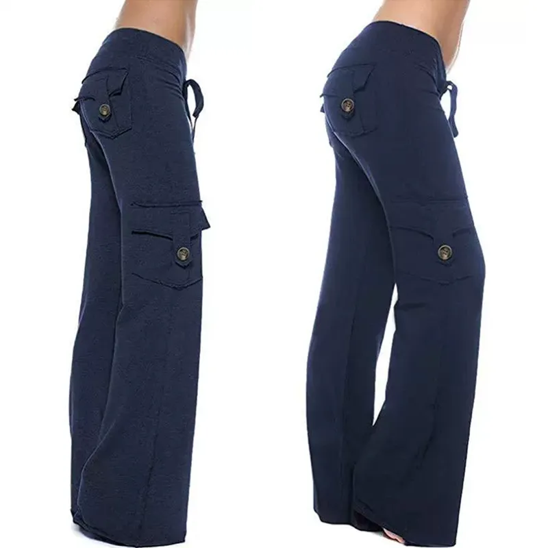 Women's Drawstring Elastic High Waist Casual Fashion Cargo Trousers