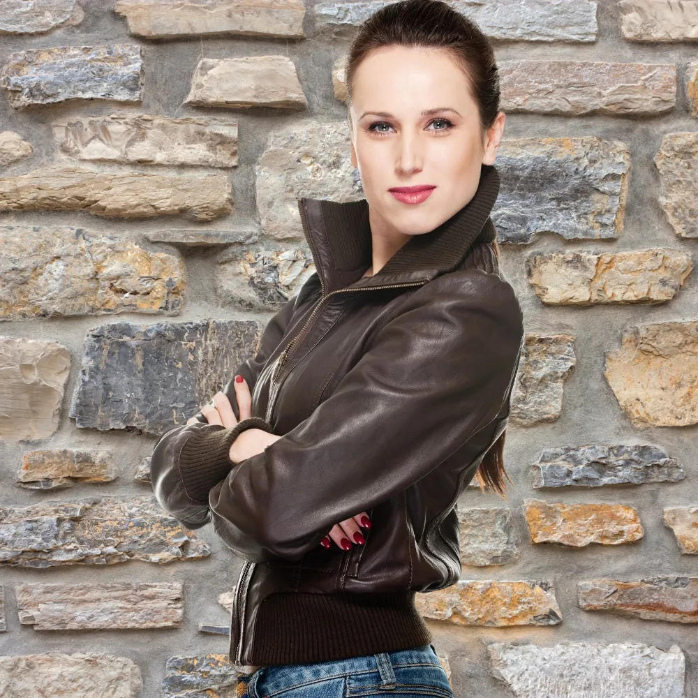 Women's Leather Bomber Jacket | KC Leather Signature Range - Andrea