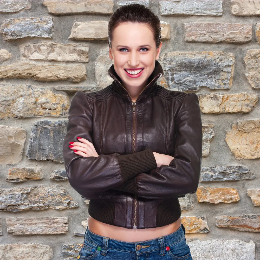 Women's Leather Bomber Jacket | KC Leather Signature Range - Andrea