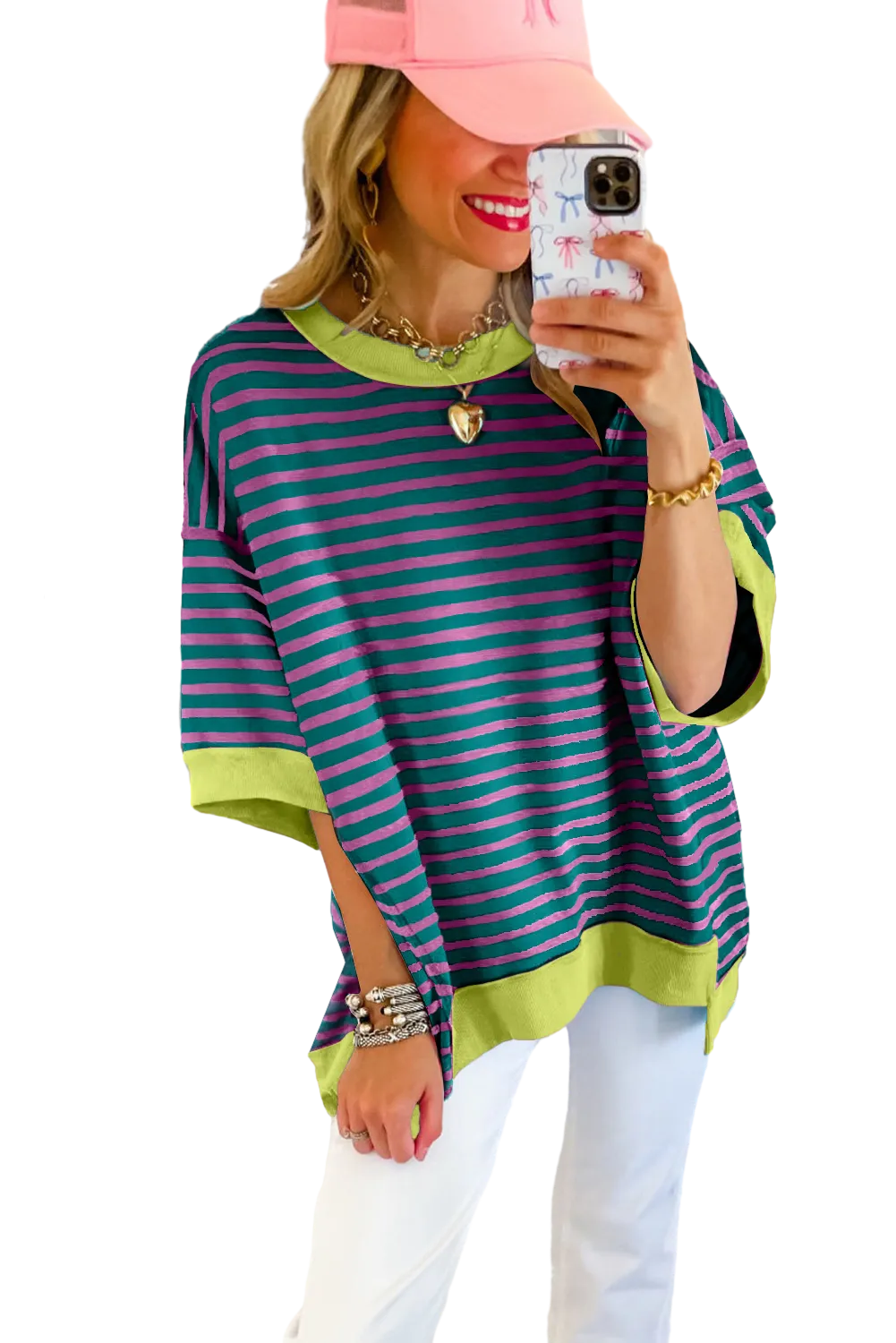 Women's Oversized Exposed Seam High Low Pullover T Shirt