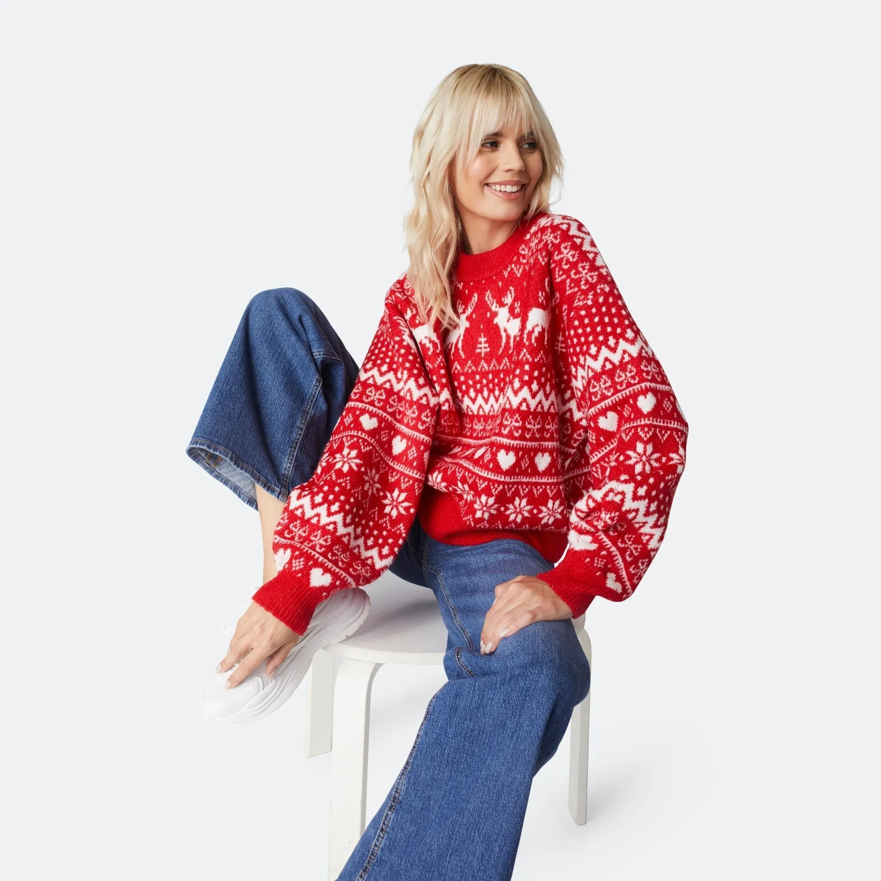 Women's Reindeer Oversized Christmas Jumper