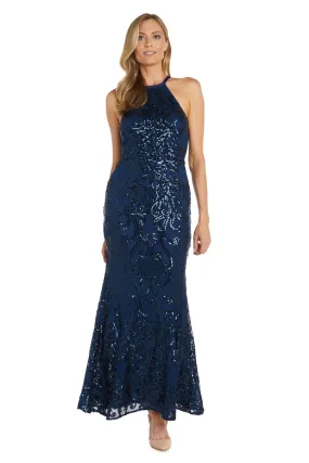 Women's Sequined Gown with Bold Mesh Accents