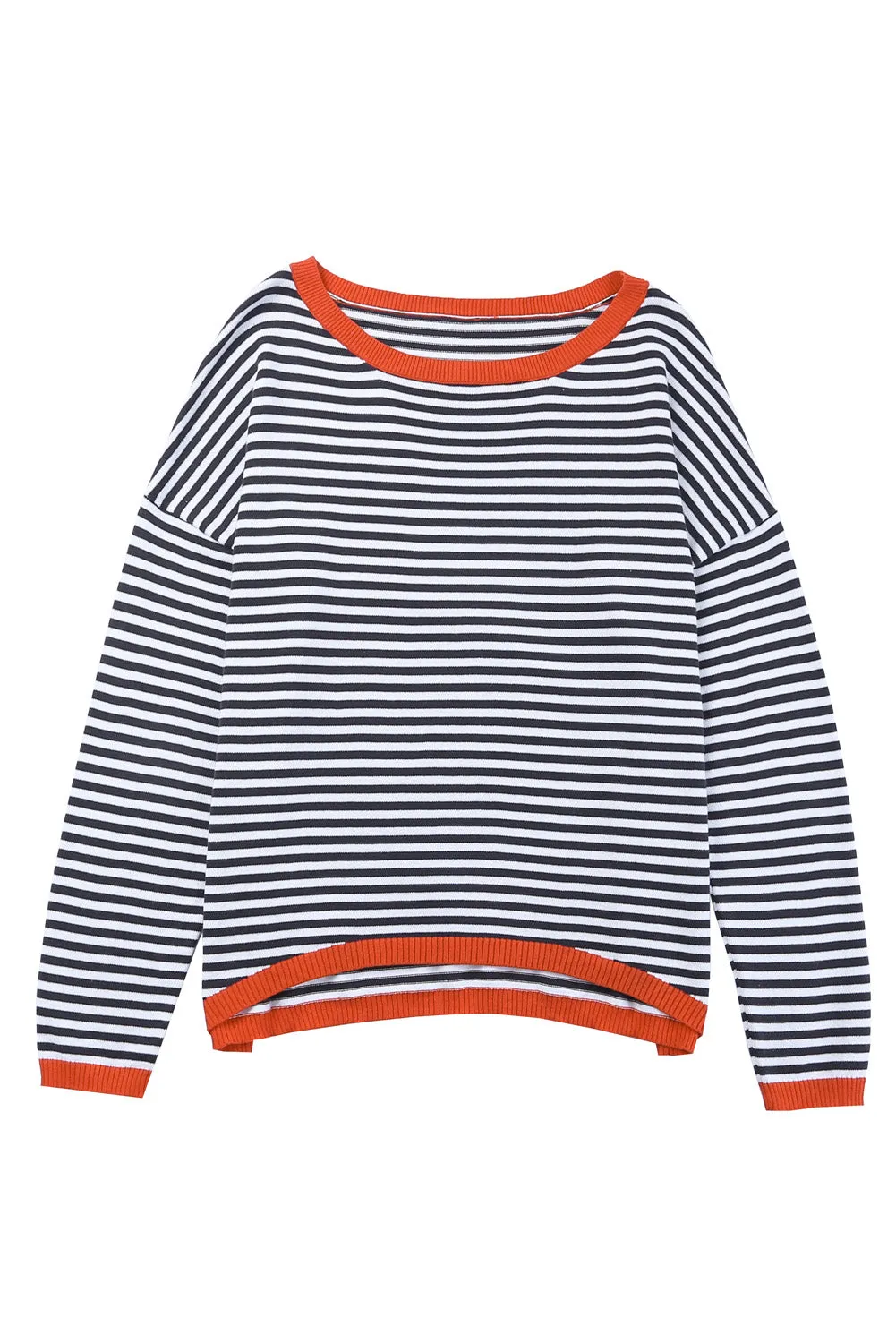 Women's Striped Color Block Sweater Drop Shoulder Relaxed Fit Pullover