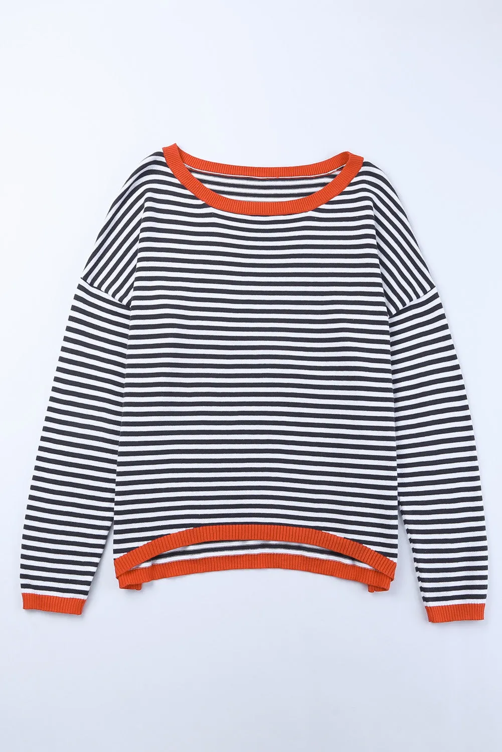 Women's Striped Color Block Sweater Drop Shoulder Relaxed Fit Pullover