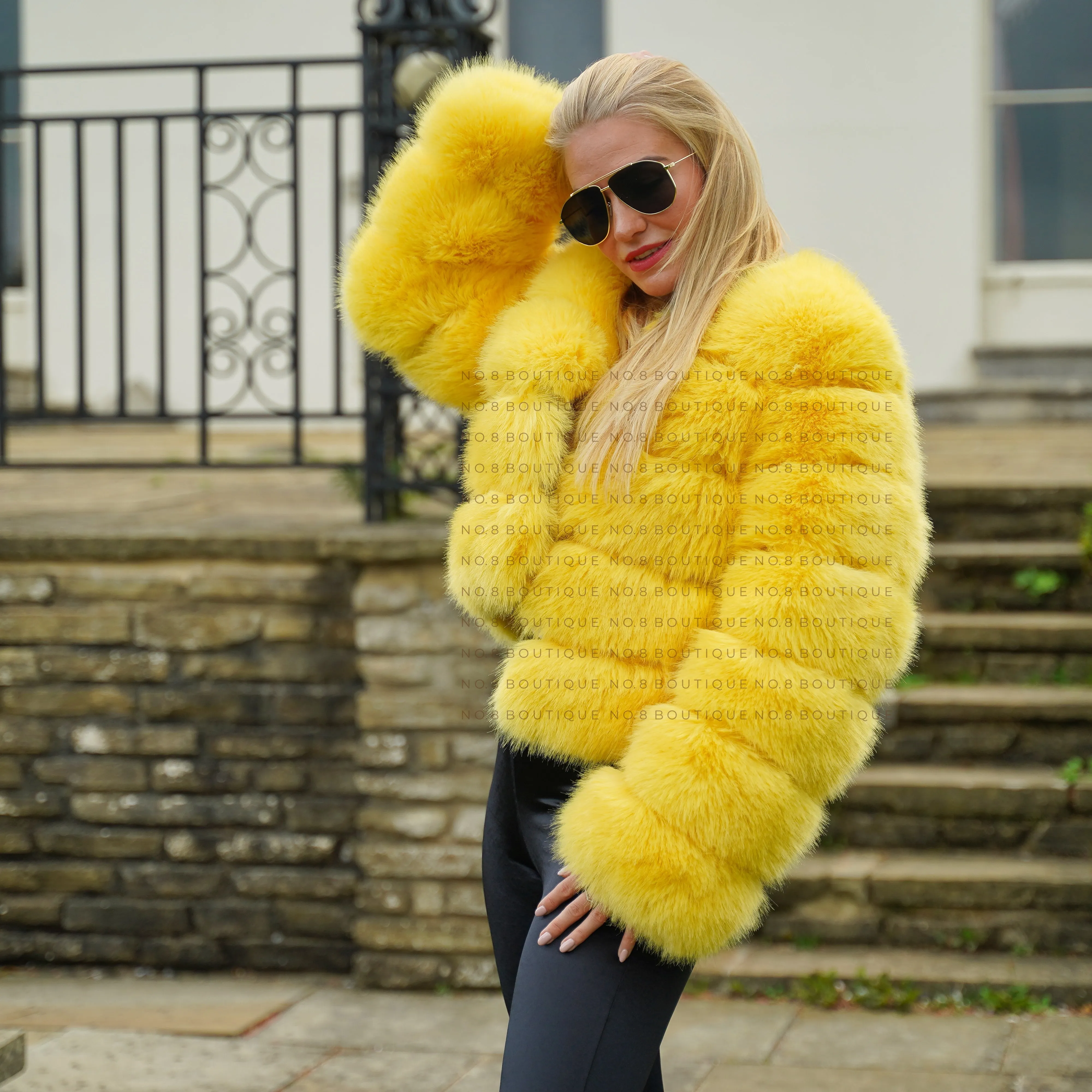 Yellow Faux Fur Jacket