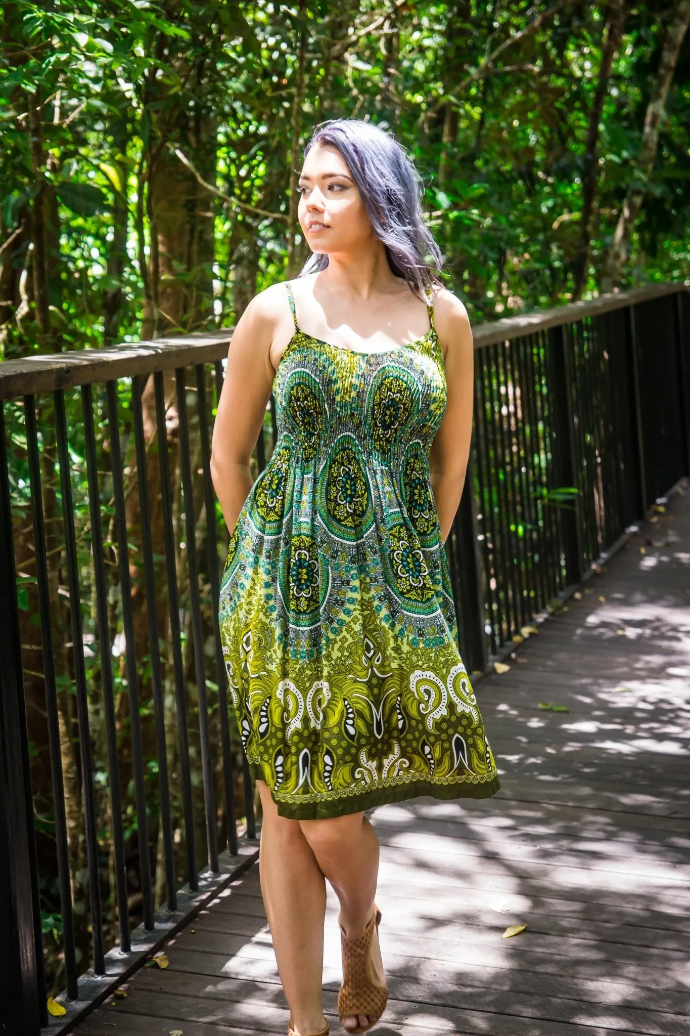 Zest  Short Dress - Mandala Lime